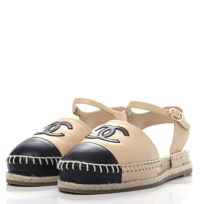 Chanel Lambskin CC Espadrilles 36 Beige Black 3 of 11