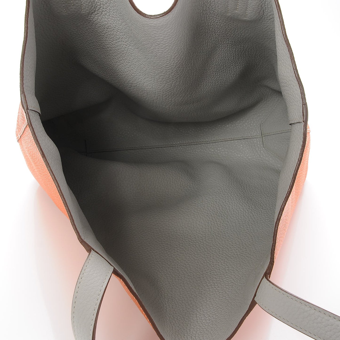 Taurillon Clemence Double Sens 45 Reversible Tote Orange Gris Perle