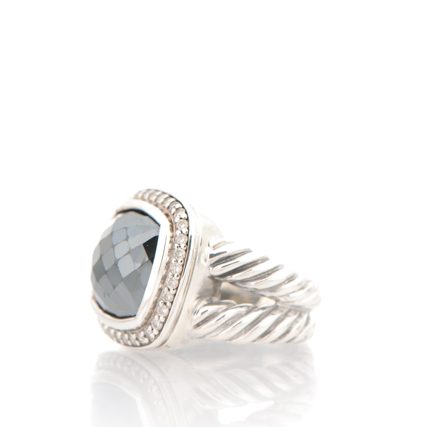 Sterling Silver Diamond Hematite 11mm Albion Ring 44 3