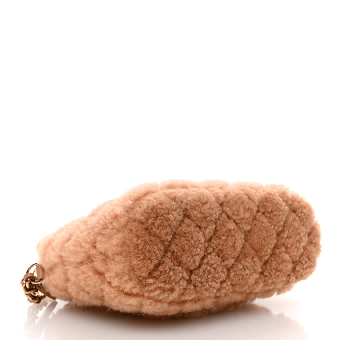 Shearling Quilted Shiny Coco Clutch With Chain Dark Beige