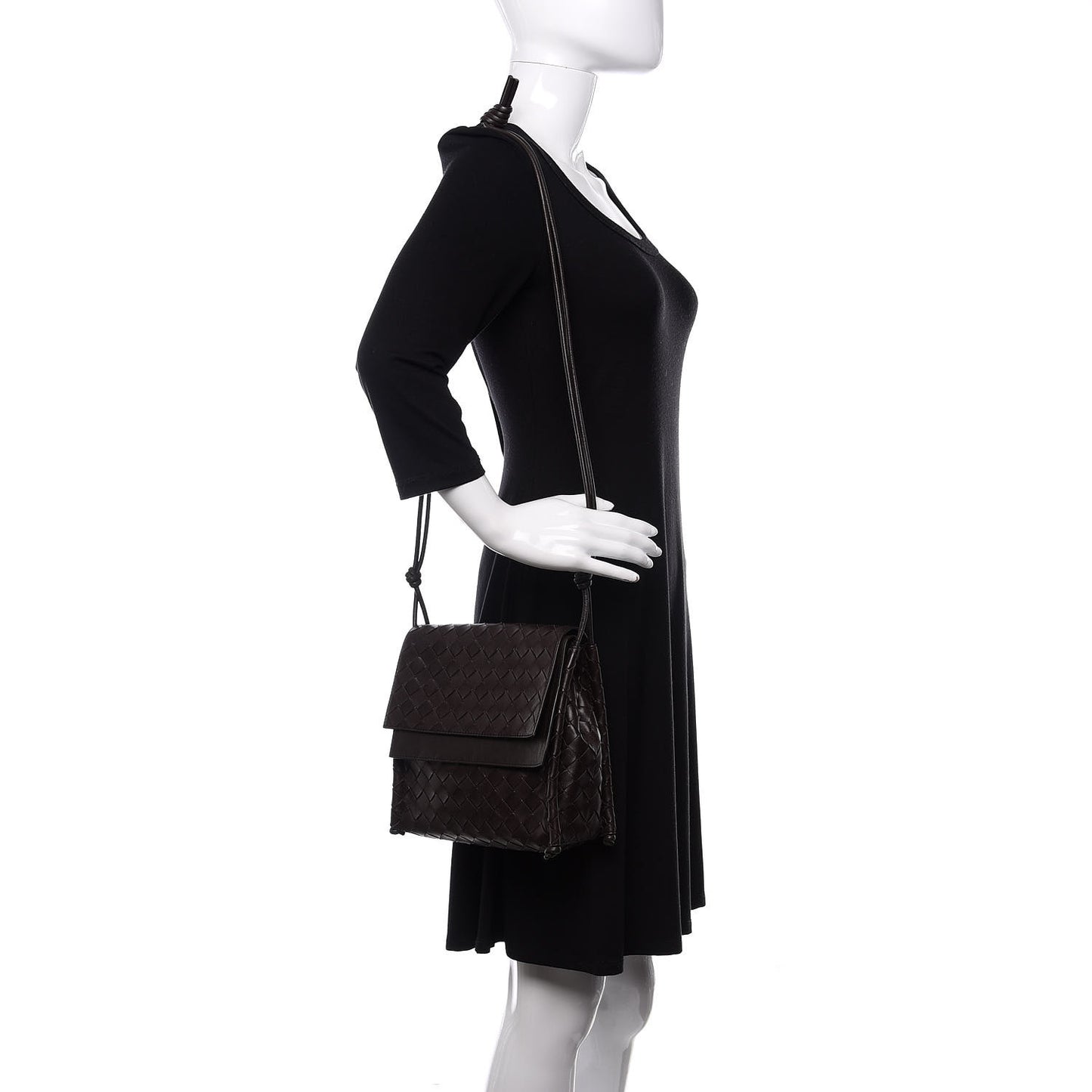 Nappa Intrecciato Small Knot Flap Crossbody Fondente