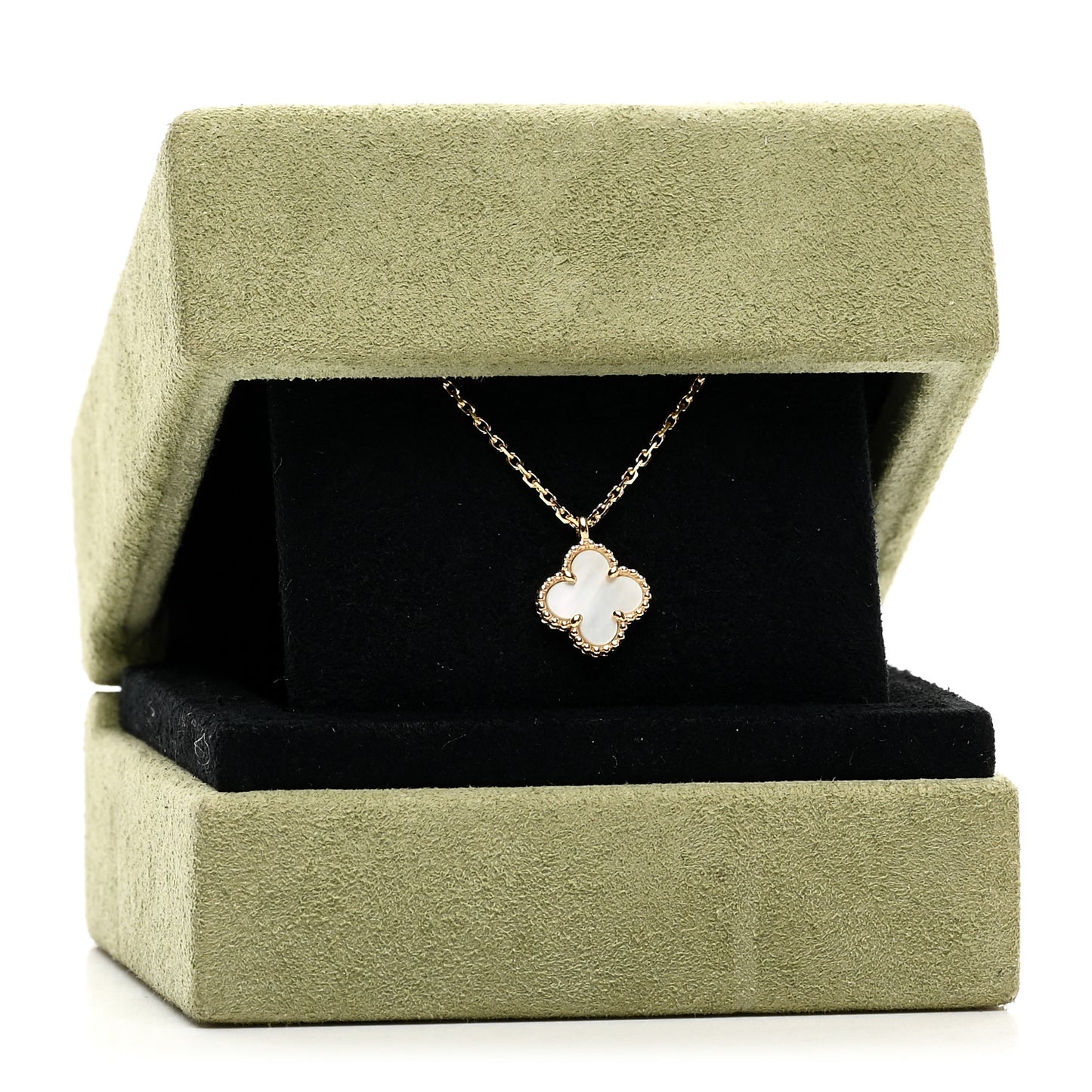 18K Yellow Gold Mother of Pearl Sweet Alhambra Pendant Necklace