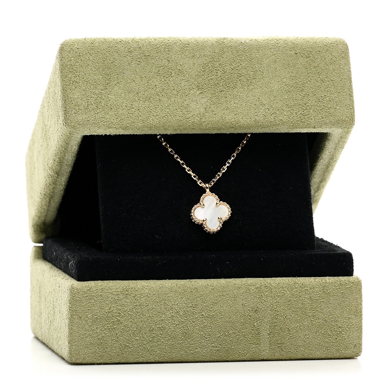 Van Cleef & Arpels 18K Yellow Gold Mother of Pearl Sweet Alhambra Pendant Necklace 5 of 5