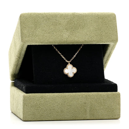 Van Cleef & Arpels 18K Yellow Gold Mother of Pearl Sweet Alhambra Pendant Necklace 5 of 5