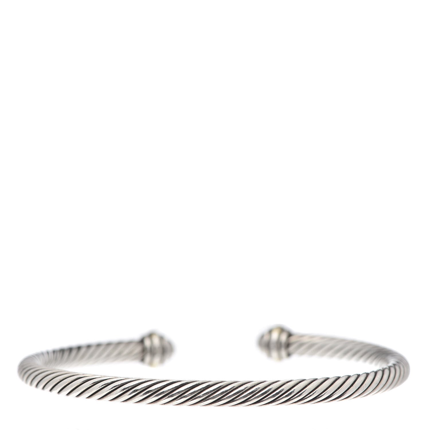 David Yurman Sterling Silver 18K Yellow Gold 4mm Cable Classics Bracelet 3 of 4