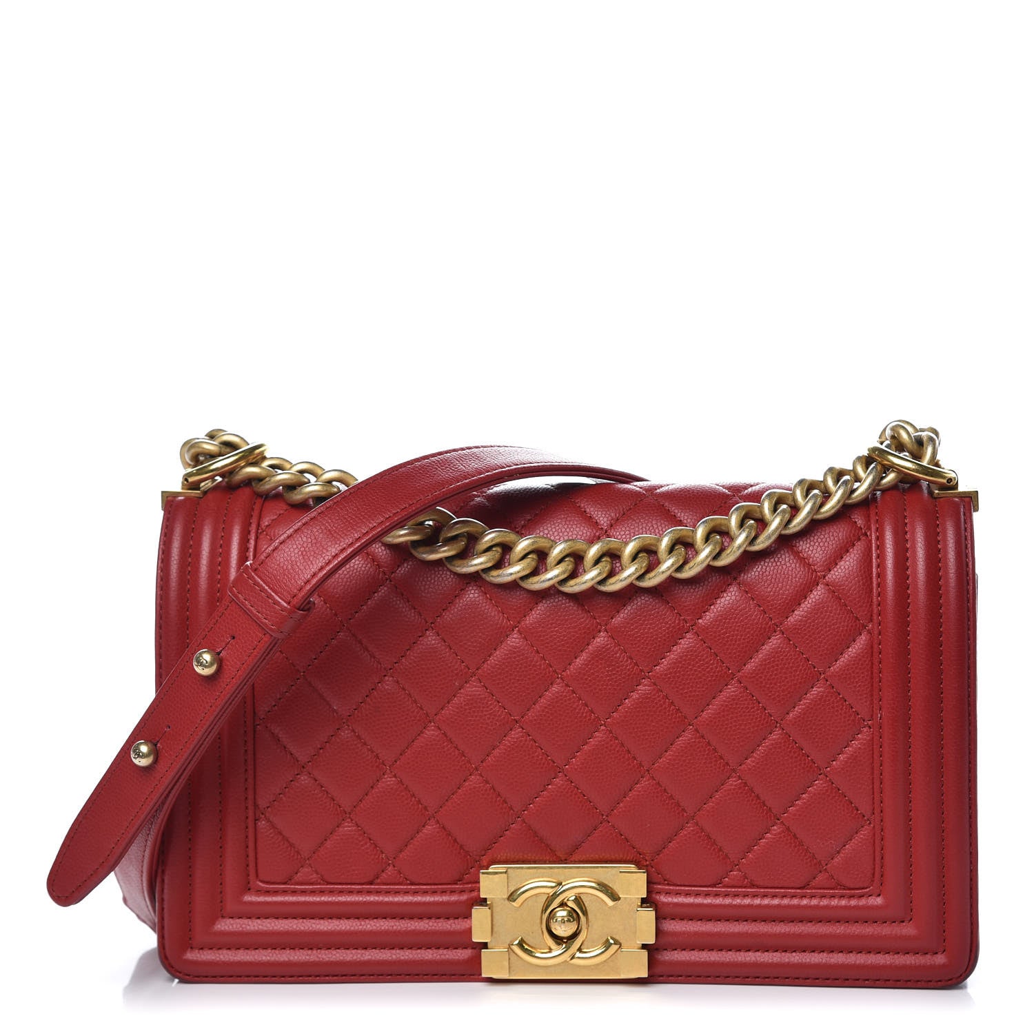 Chanel Caviar Quilted Medium Boy Flap Red 1 of 16