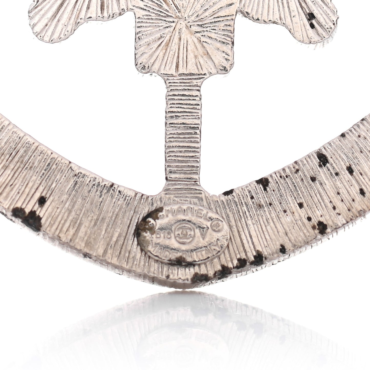 Swarovski Baguette Crystal CC Shield Brooch Silver