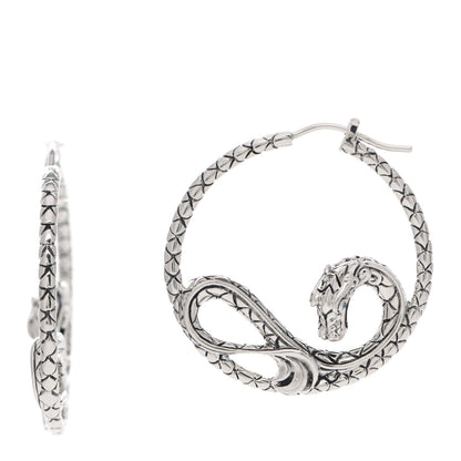 John Hardy Sterling Silver Blue Sapphire Legends Naga Dragon Hoop Earrings 1 of 3