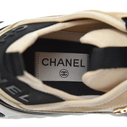 Chanel Velvet Calfskin Mixed Fibers CC Sneakers 39.5 Beige 6 of 15