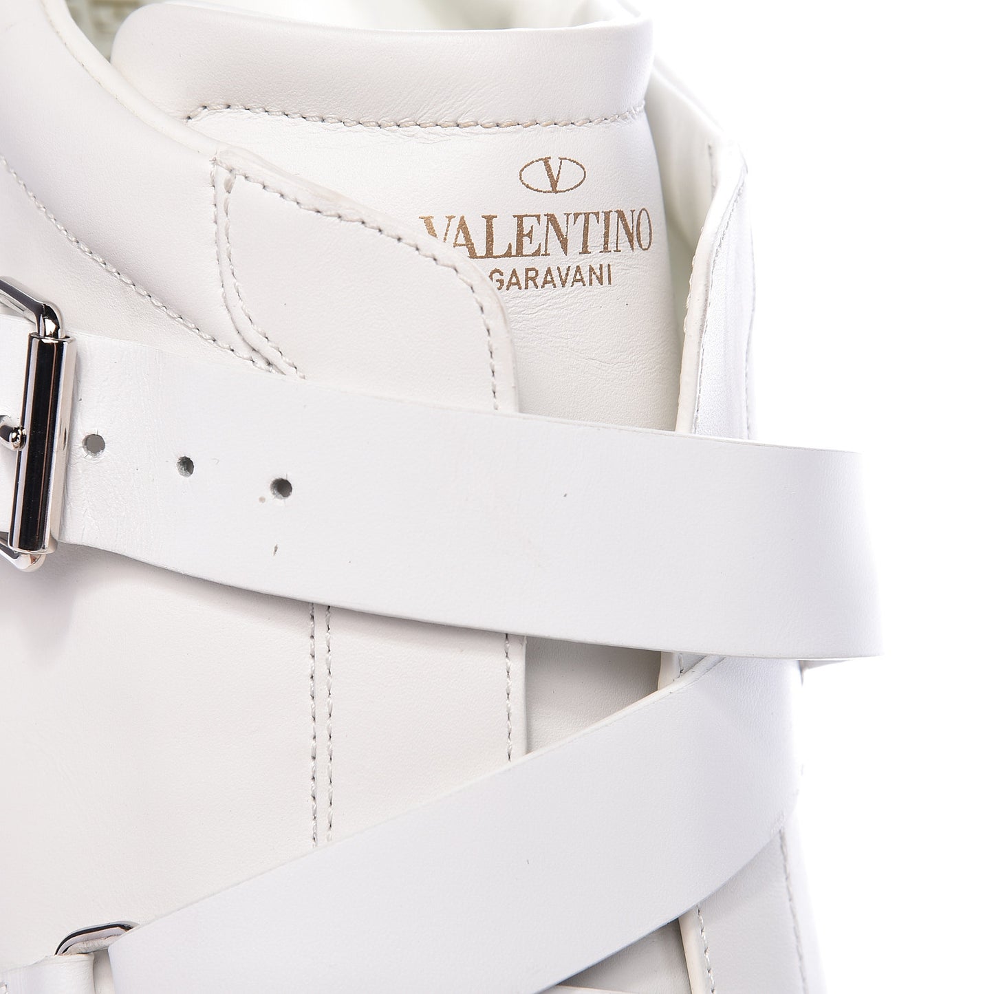 Calfskin Mens V Punk Low Top Sneakers 47 White