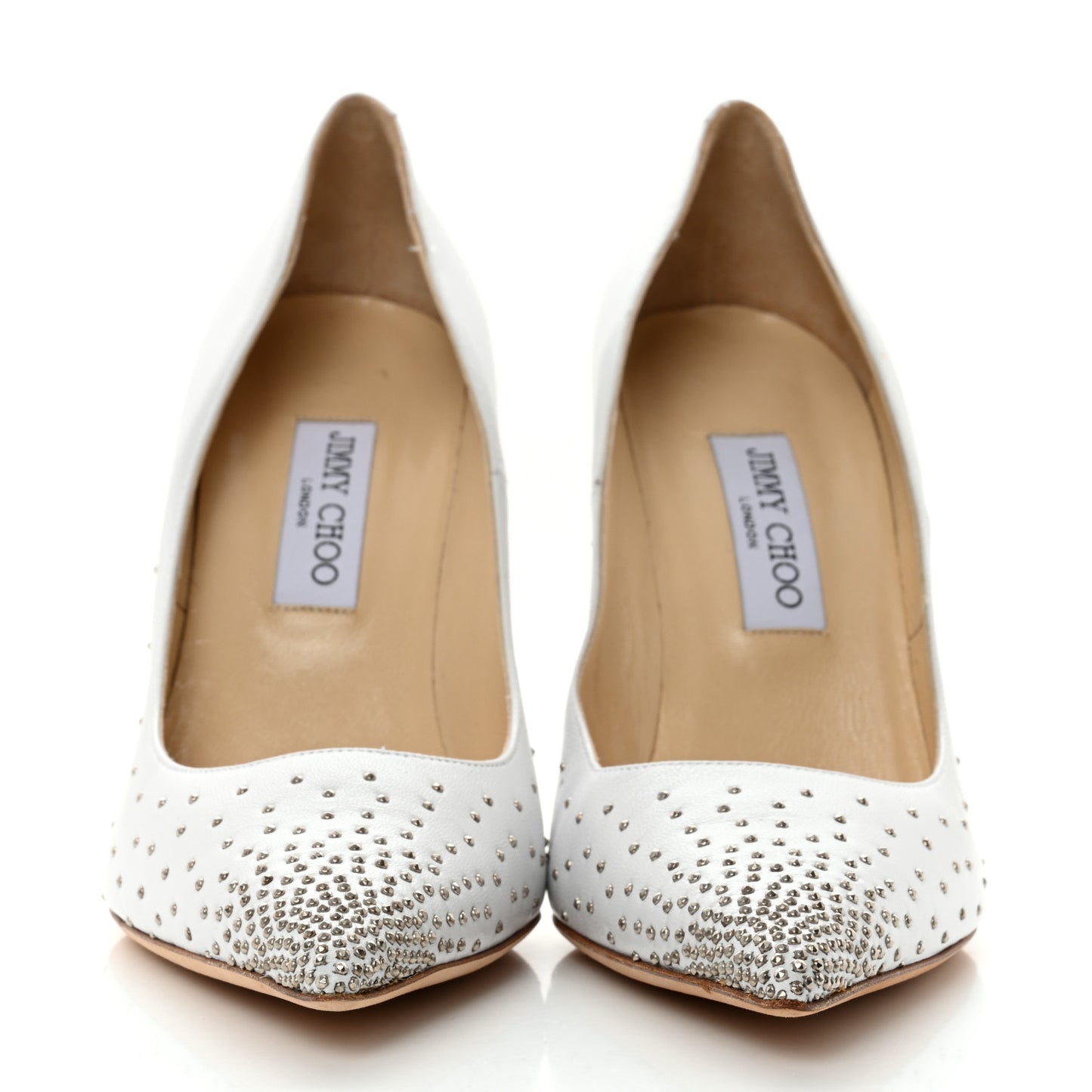 Calfskin Studded Love Pumps 41 Latte Silver