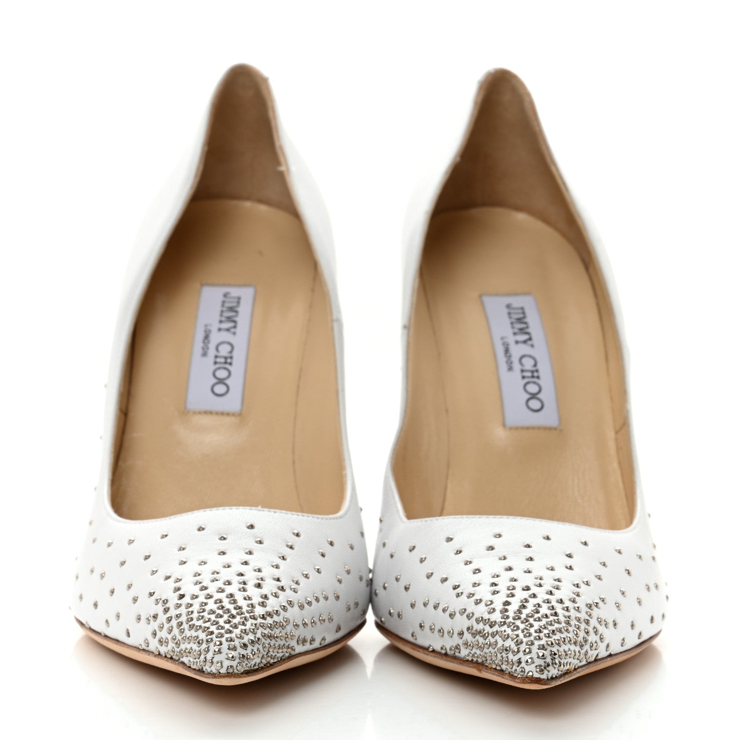 Jimmy Choo Calfskin Studded Love Pumps 41 Latte Silver 2 of 8