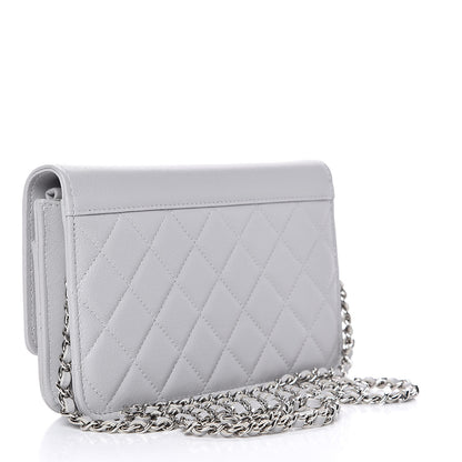 Chanel Grained Calfskin Quilted CC Box Wallet On Chain WOC Grey 3 of 12