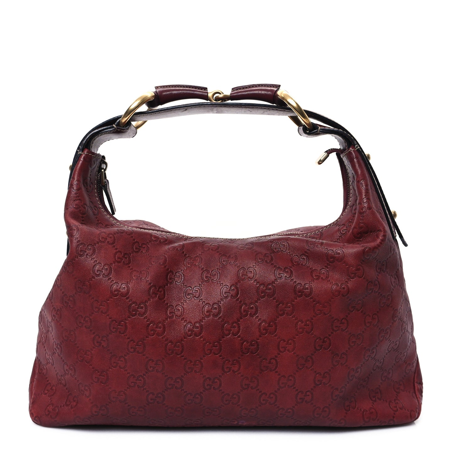 Guccissima Medium Horsebit Chain Hobo Red