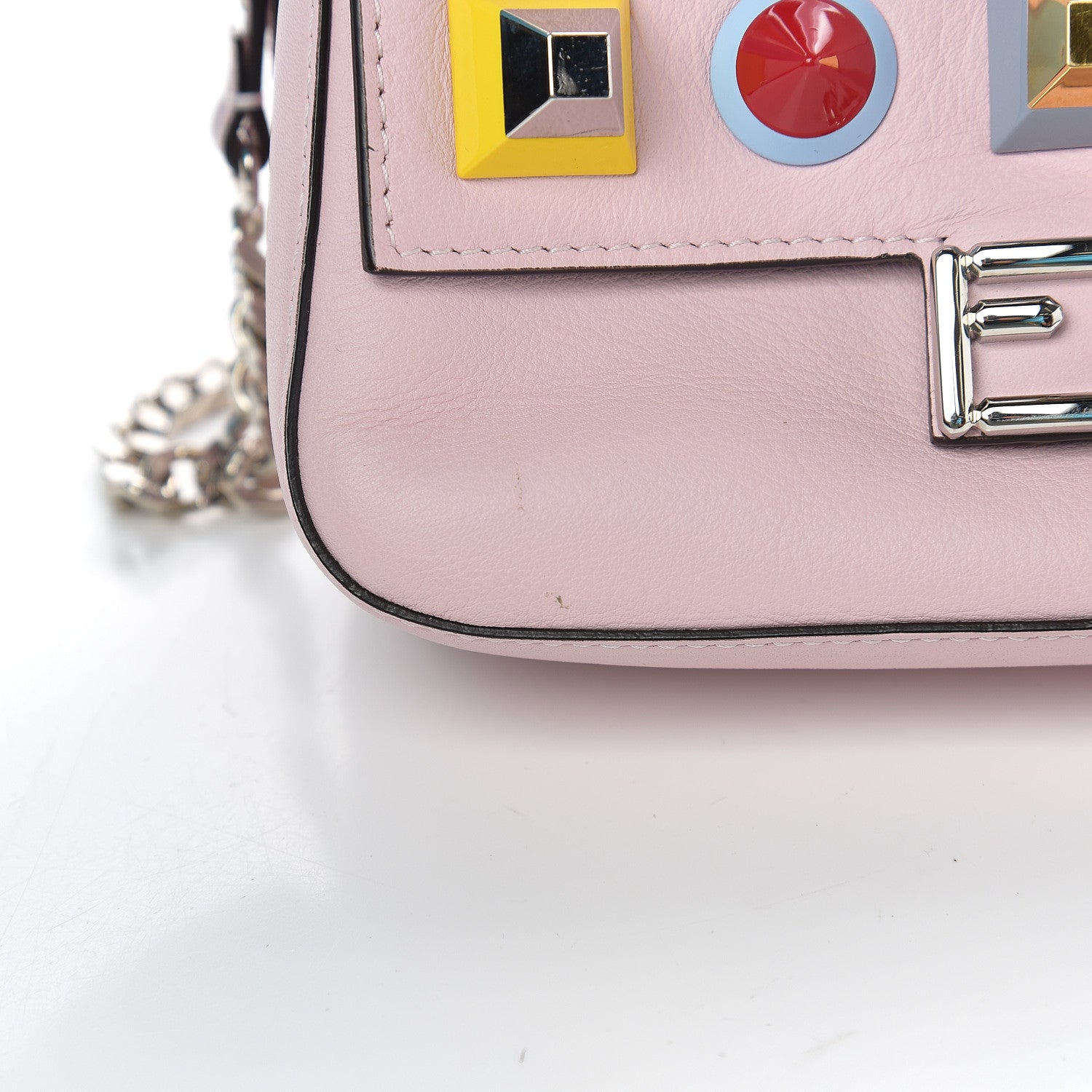 Fendi Vitello Dolce Studded Micro Double Baguette Peonia Multicolor 10 of 10