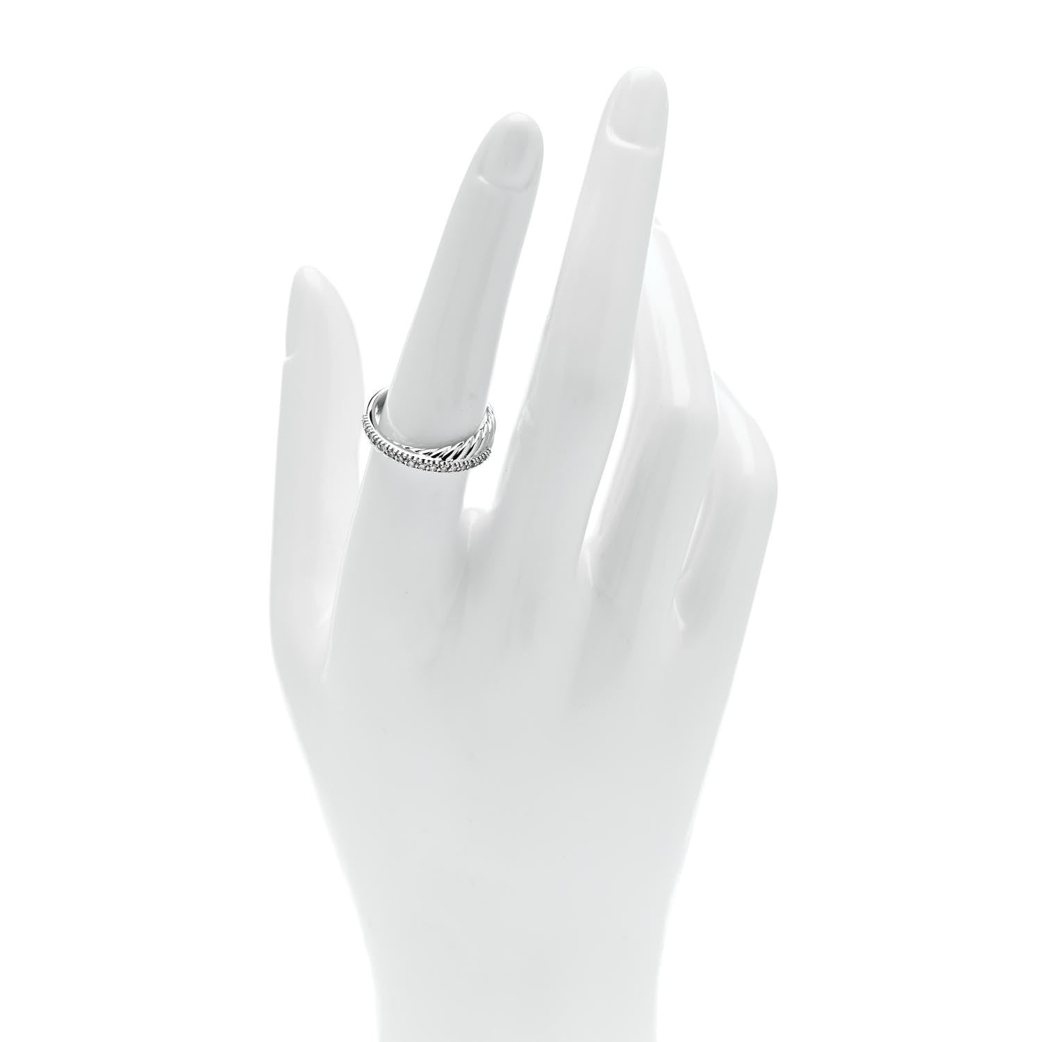 David Yurman Sterling Silver Diamond 5mm Crossover Ring 55 7.25 2 of 4