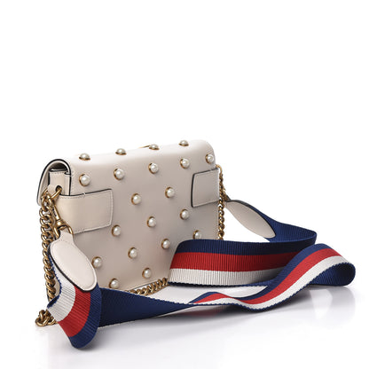 Gucci Nappa Pearl Studded Mini Queen Margaret Broadway Shoulder Bag Mystic White 3 of 11