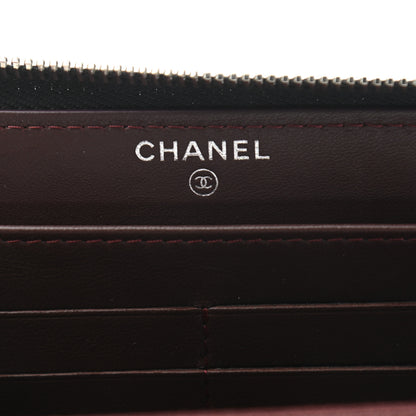 Chanel Lambskin Quilted Large Gusset Zip Around Wallet Black 7 of 9