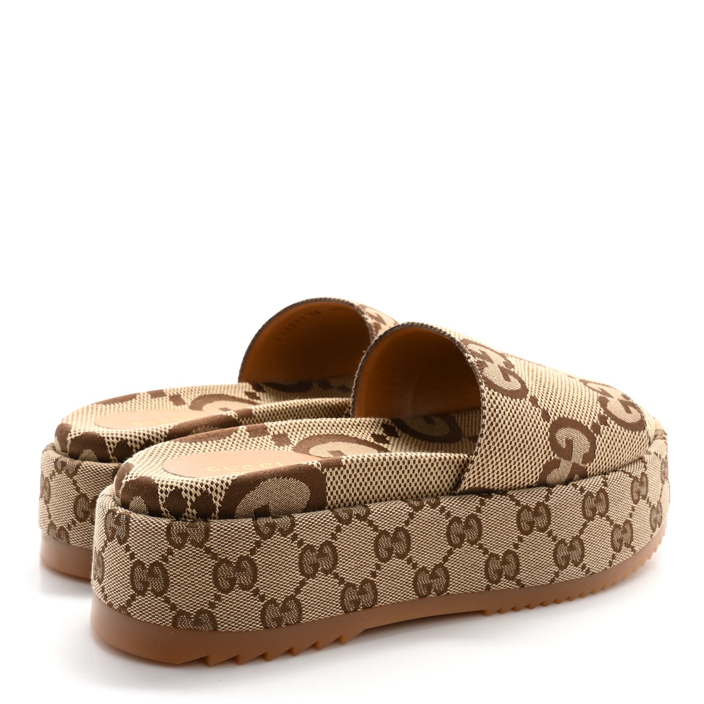 Monogram Maxi GG Angelina Platform 55mm Slide Sandals 38 Camel Ebony
