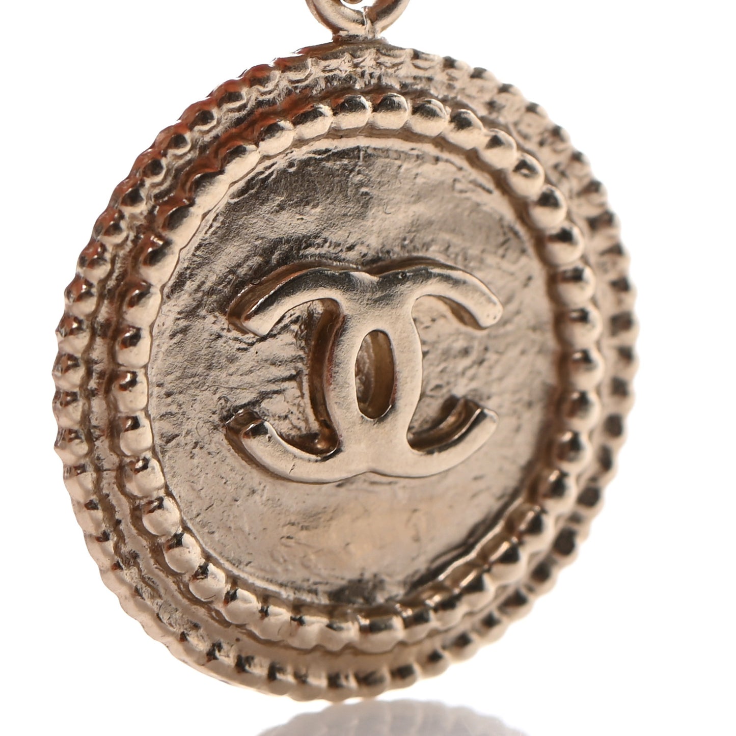 Medallion Clover CC Drop Earrings Light Gold