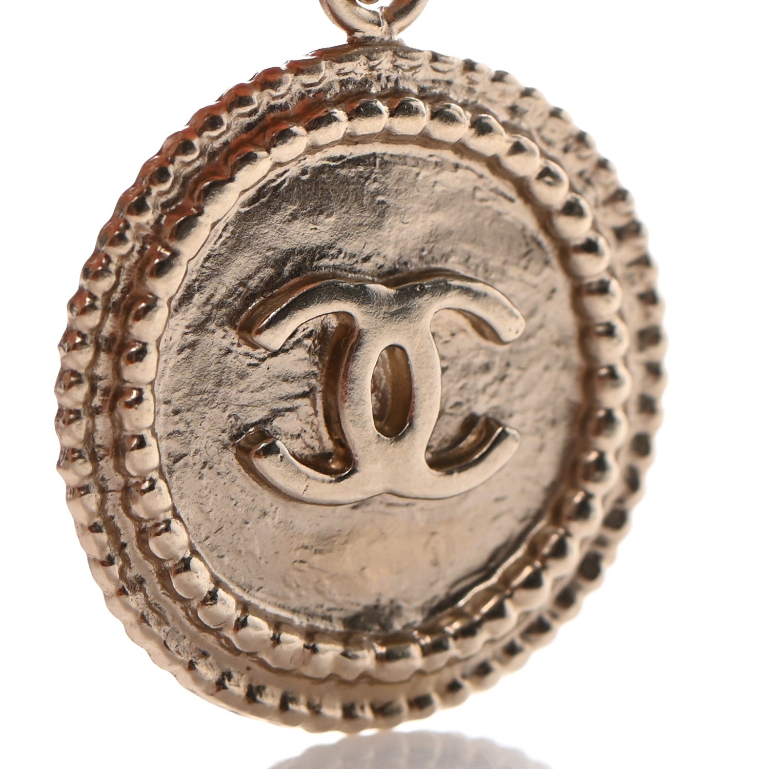 Chanel Medallion Clover CC Drop Earrings Light Gold 5 of 7