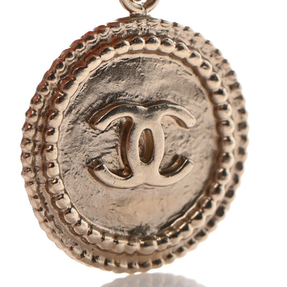 Chanel Medallion Clover CC Drop Earrings Light Gold 5 of 7