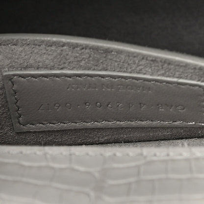 Saint Laurent Calfskin Crocodile Embossed Medium Monogram Sunset Gris Perle 7 of 14