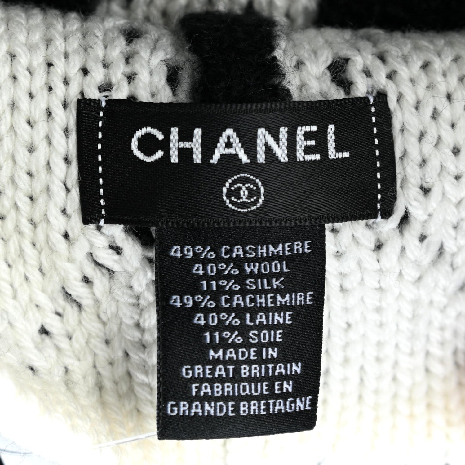 Chanel Cashmere Logo Beanie Hat Black White 4 of 4
