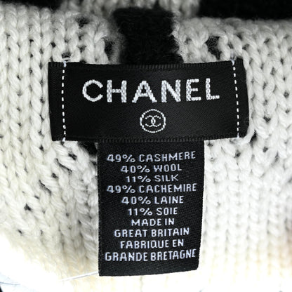 Chanel Cashmere Logo Beanie Hat Black White 4 of 4
