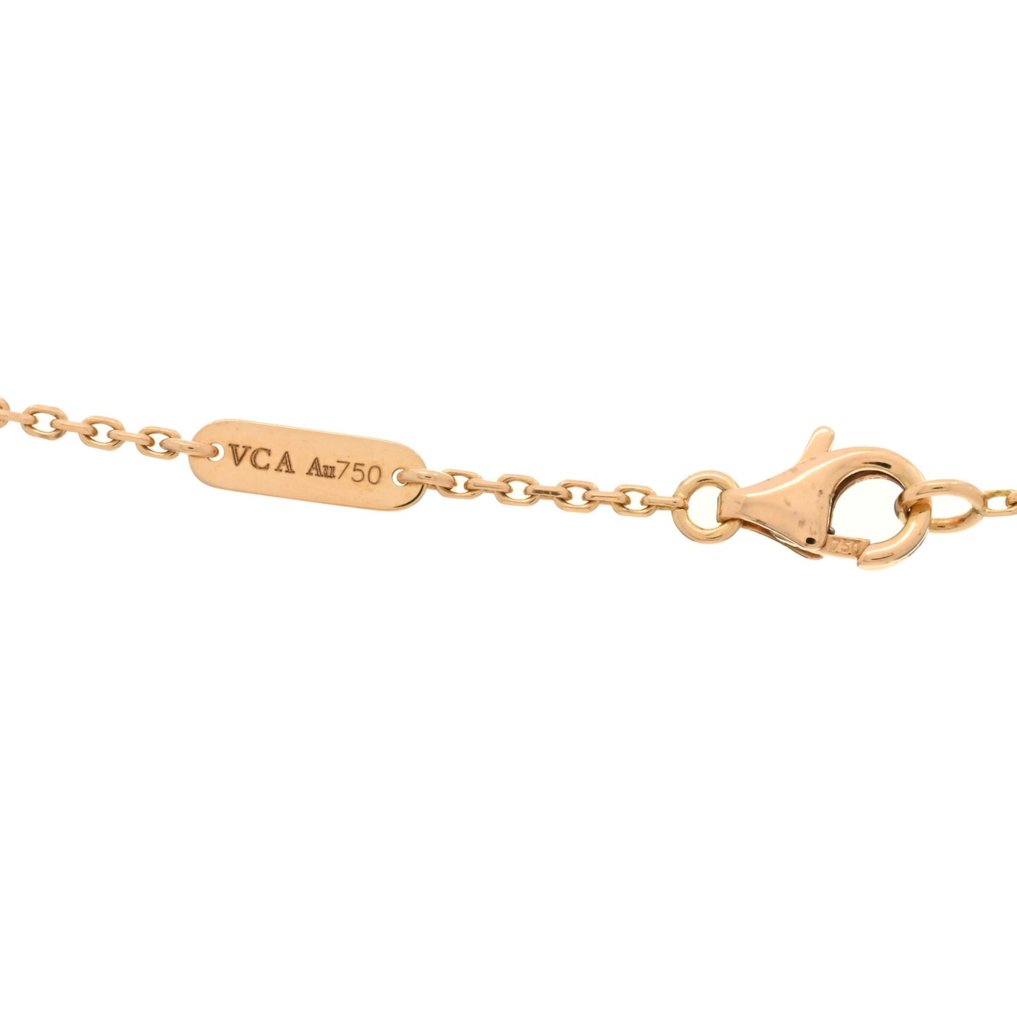 18K Rose Gold Diamond Letterwood Vintage Alhambra Pendant Necklace