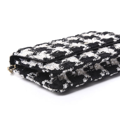 Chanel Tweed Quilted Wallet On Chain WOC Black Ecru White 5 of 11