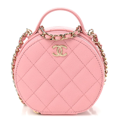 Chanel Caviar Quilted Round Handle With Care Vanity With Chain Pink 1 of 8