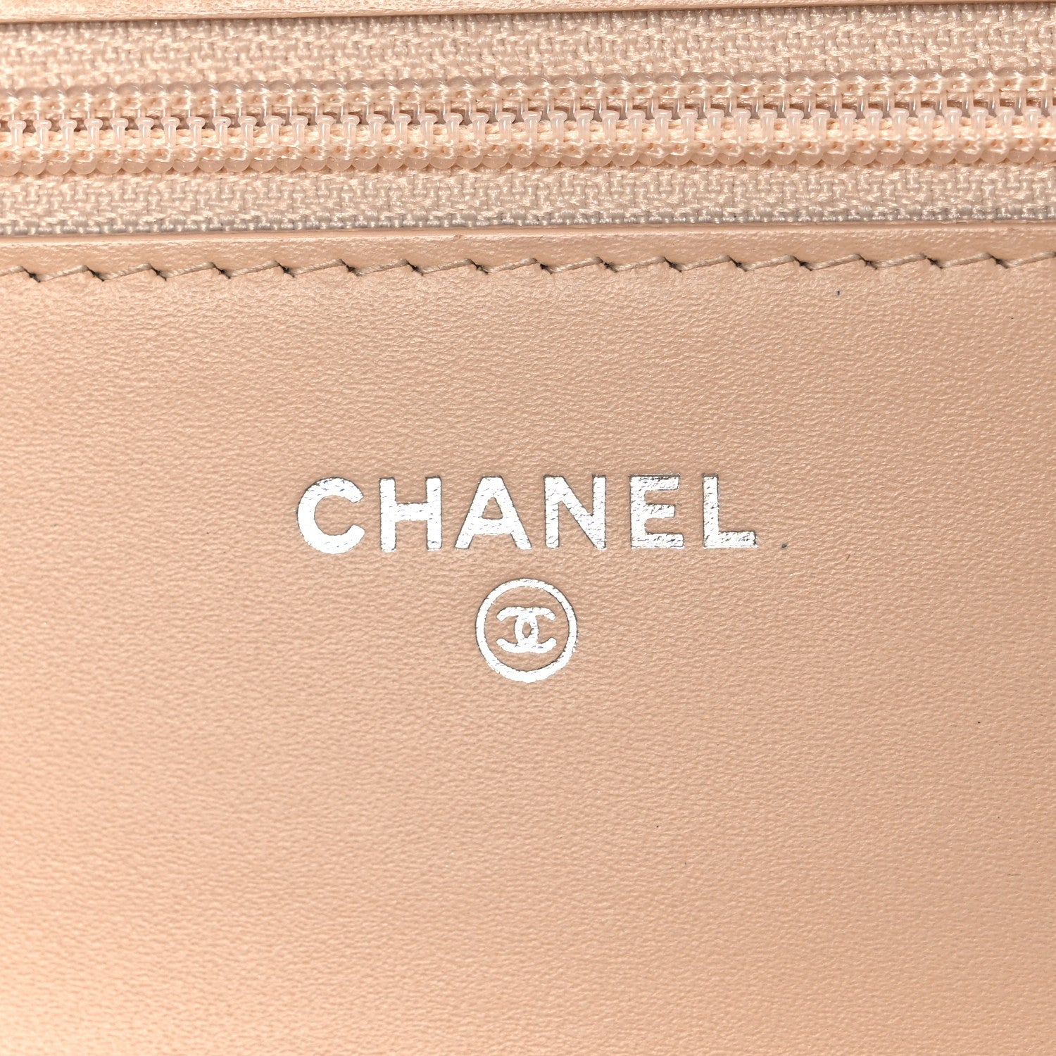 Chanel Patent Calfskin Chevron Quilted Wallet On Chain WOC Beige 6 of 12