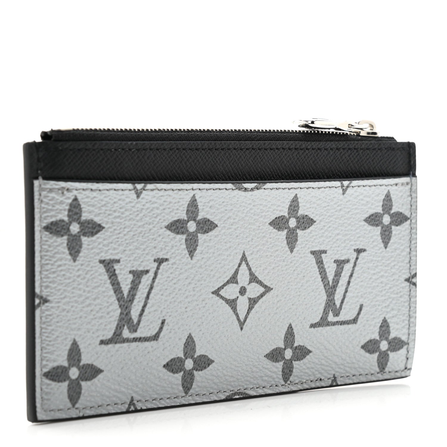 Louis Vuitton Metallic Taigarama Coin Card Holder Gunmetal Grey Black 3 of 6