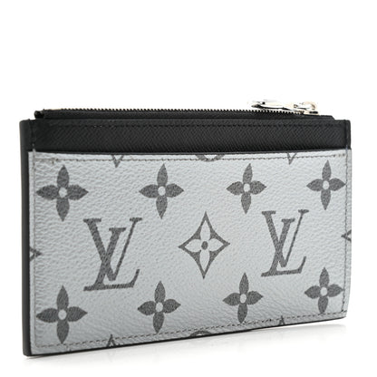 Louis Vuitton Metallic Taigarama Coin Card Holder Gunmetal Grey Black 3 of 6