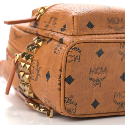 MCM Visetos Side Stud X-Mini Stark Bebe Boo Backpack Cognac 8 of 9