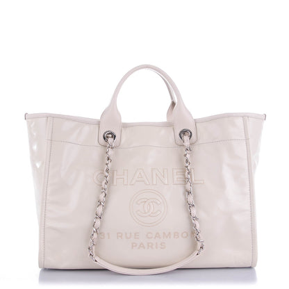 Chanel Glazed Calfskin Large Deauville Tote Ivory 1 of 7