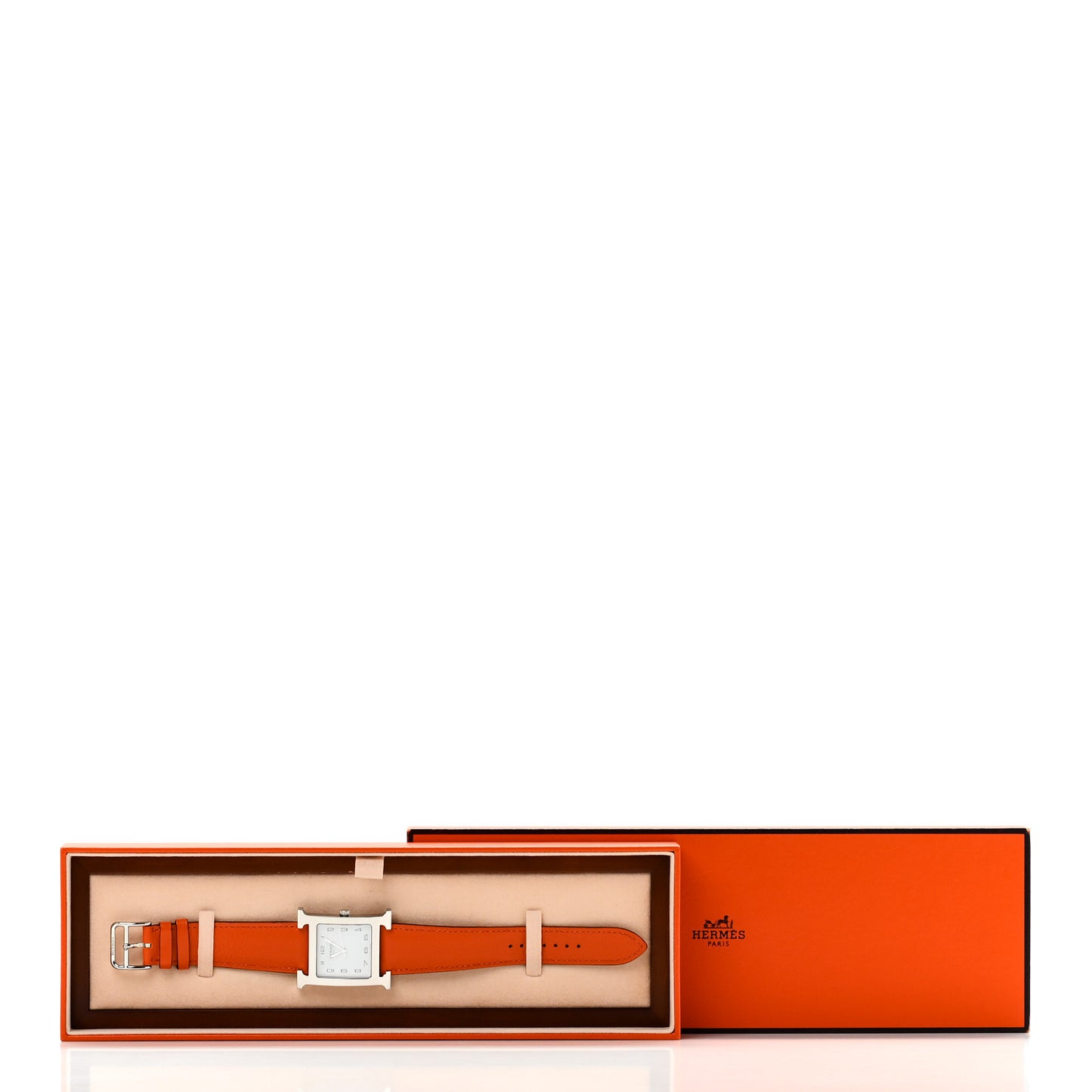 Stainless Steel Swift 30.5mm Heure H Hour Quartz Watch Orange