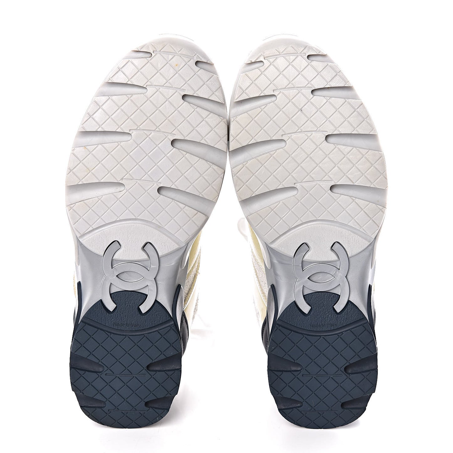 Iridescent Terry Cloth PVC Calfskin Sneakers 37.5 Silver