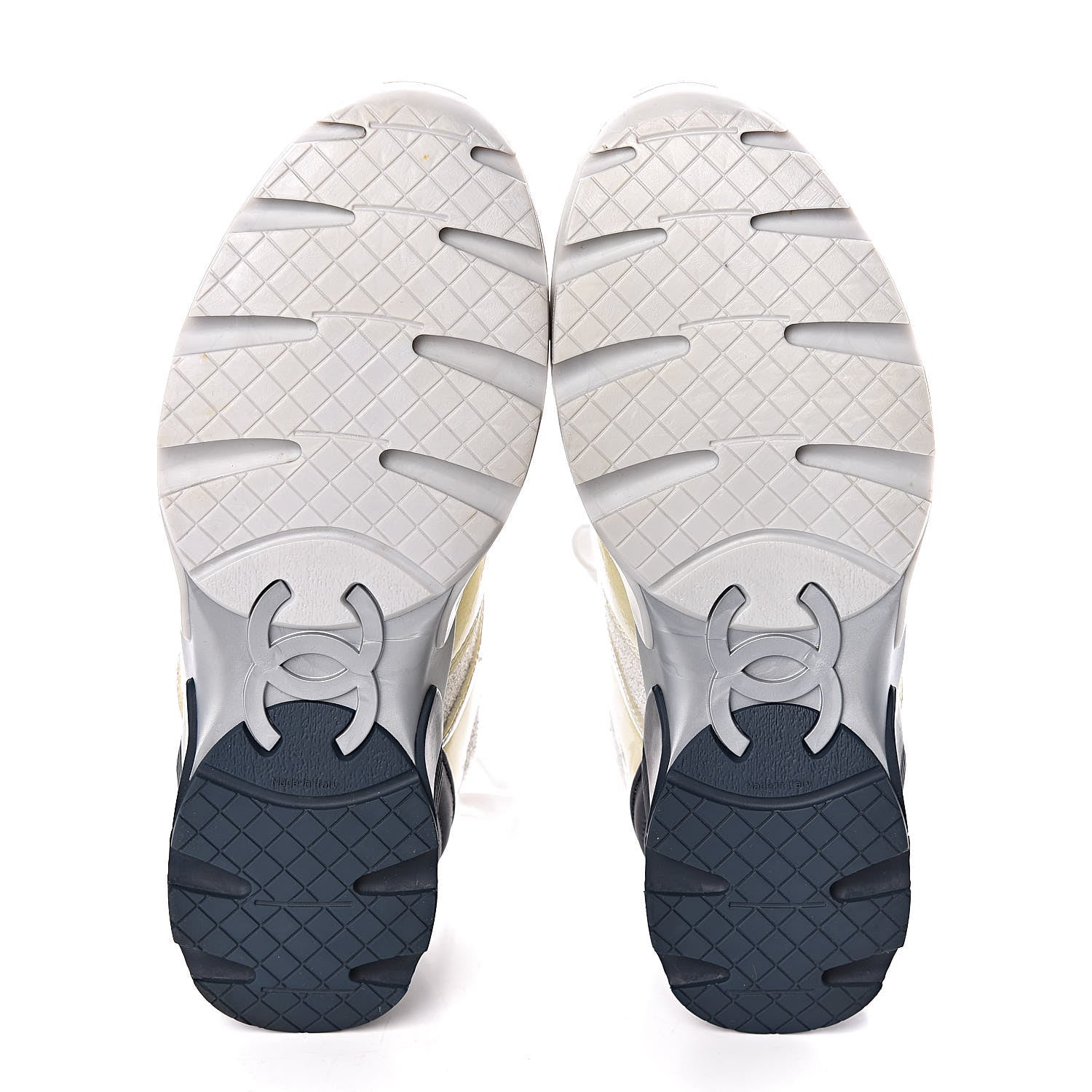 Chanel Iridescent Terry Cloth PVC Calfskin Sneakers 37.5 Silver 7 of 10