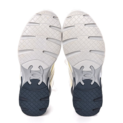 Chanel Iridescent Terry Cloth PVC Calfskin Sneakers 37.5 Silver 7 of 10