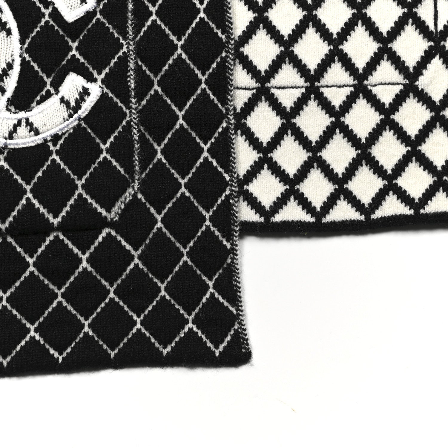 Chanel Cashmere CC Pocket Scarf Black White 3 of 4