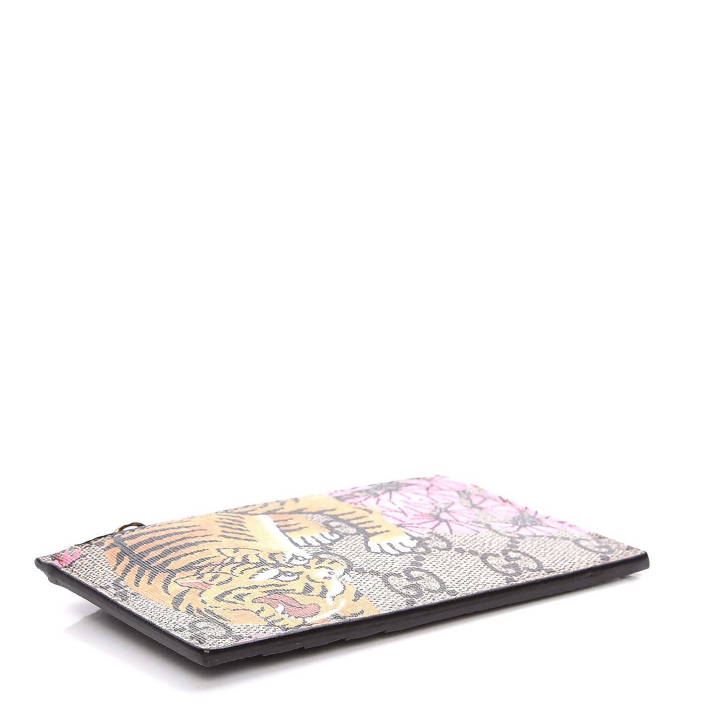 GG Supreme Monogram Bengal Coin Case Card Holder Beige Crop Pink New Acero
