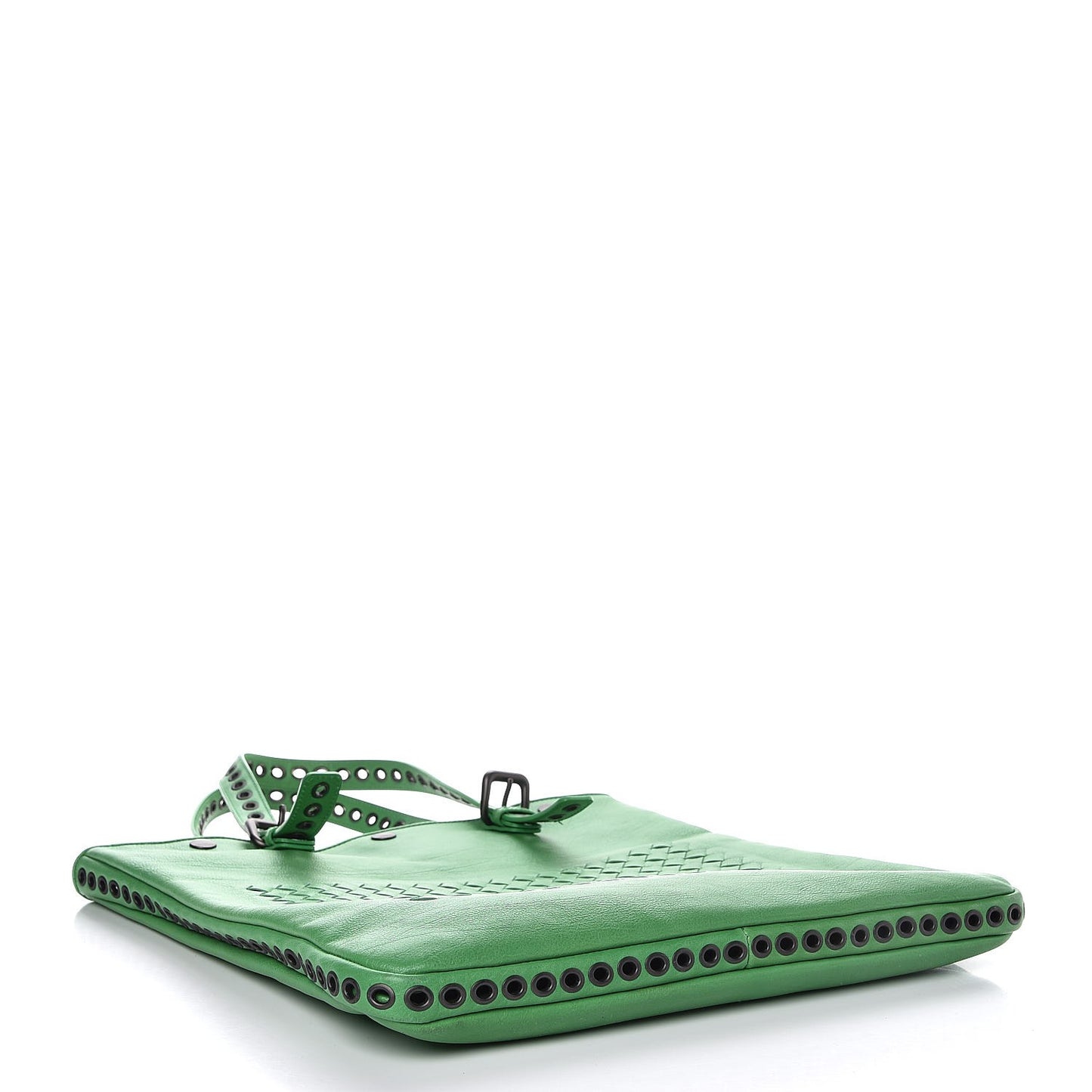 Calfskin Intrecciato Flat Tote Green