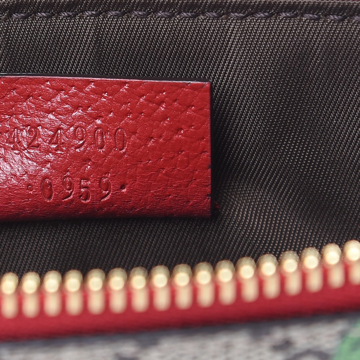 Gucci GG Supreme Monogram Tian Large Zip Pouch Beige Multicolor Red 7 of 11