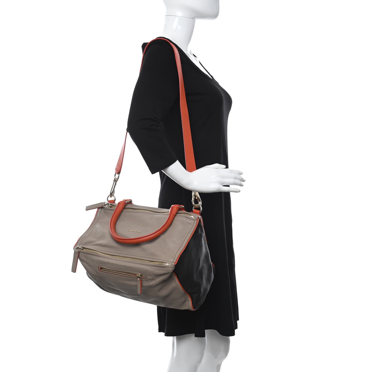 Givenchy Sugar Goatskin Large Tri-Color Pandora Taupe Black Orange 3 of 11
