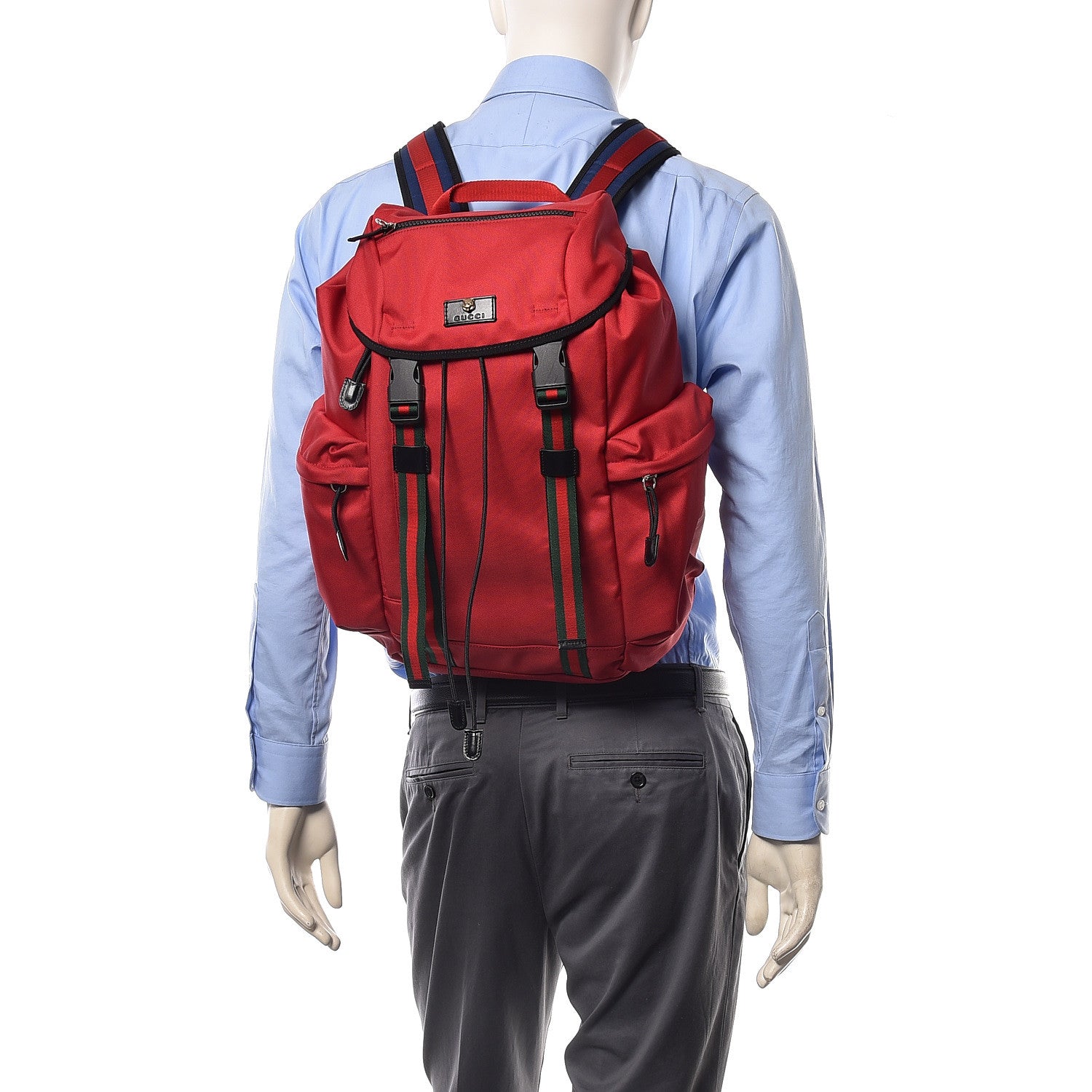 Gucci Techno Canvas Web Double Buckle Backpack Red 2 of 9