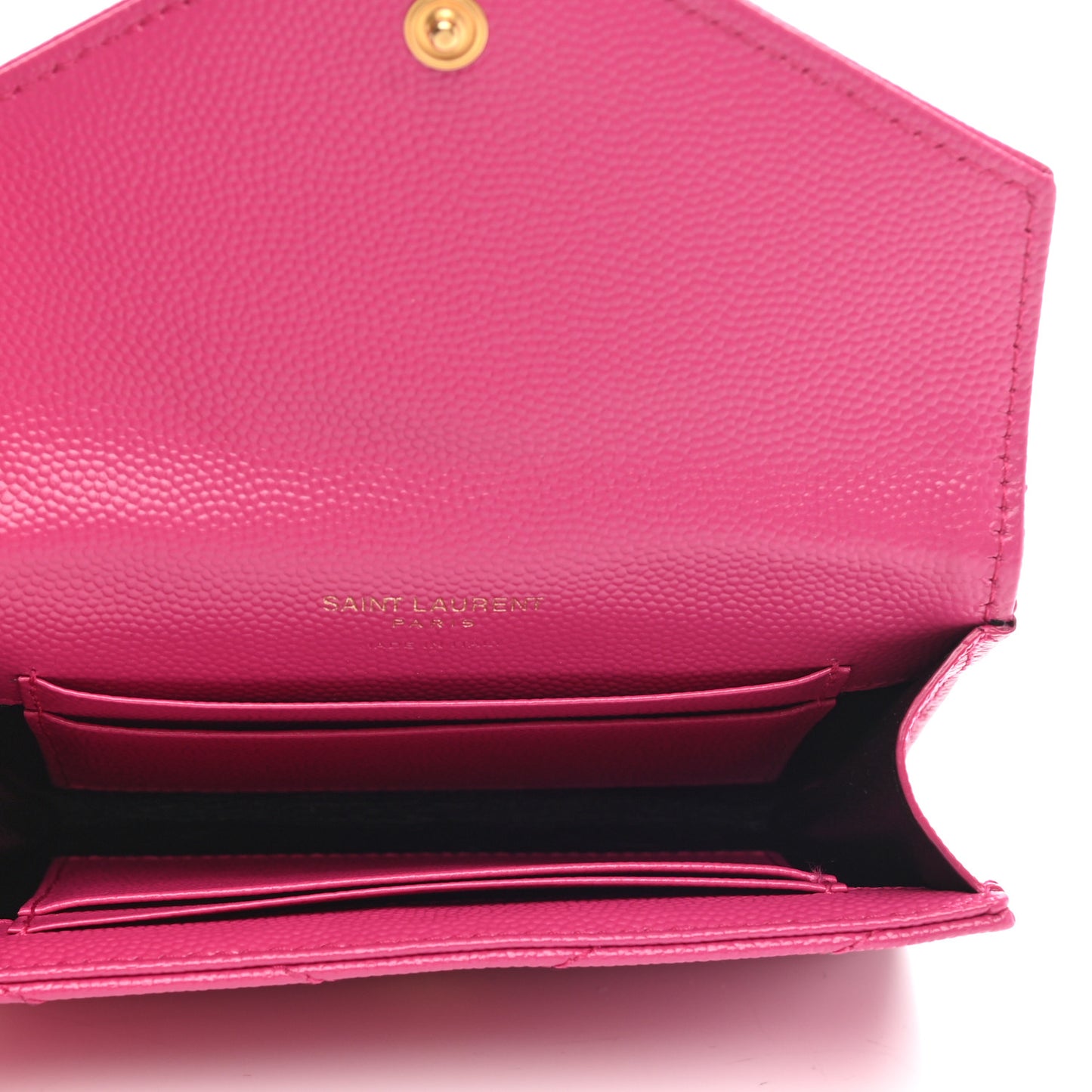 Grain De Poudre Matelasse Chevron Small Monogram Envelope Wallet Fuxia Couture