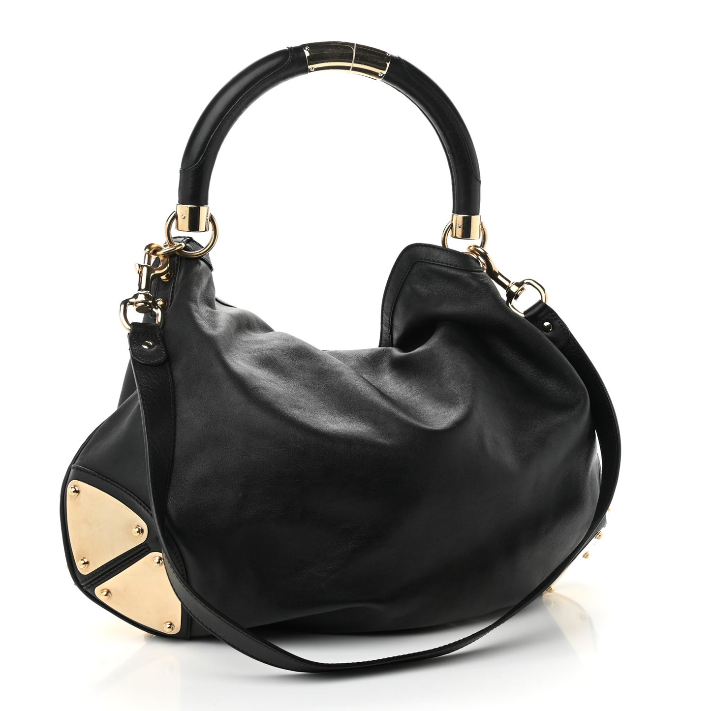 Calfskin Large Indy Top Handle Hobo Black