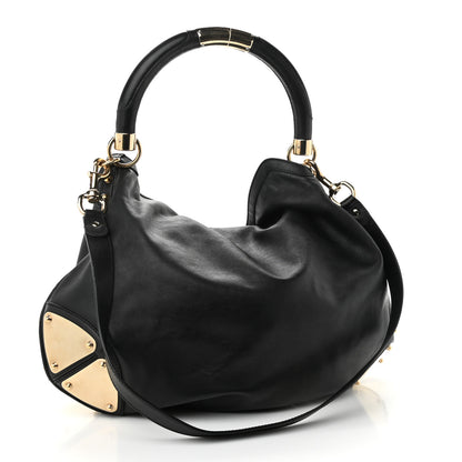 Gucci Calfskin Large Indy Top Handle Hobo Black 2 of 9